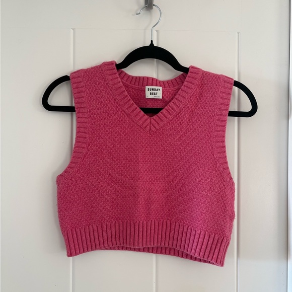 Aritzia Sunday Best Sparrow Sweater Vest Pink Small - Picture 2 of 7